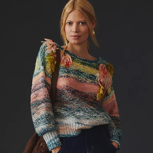 Anthropologie Embellished Ombre Sweater RARE Sold out NWT $198 - Picture 5 of 5